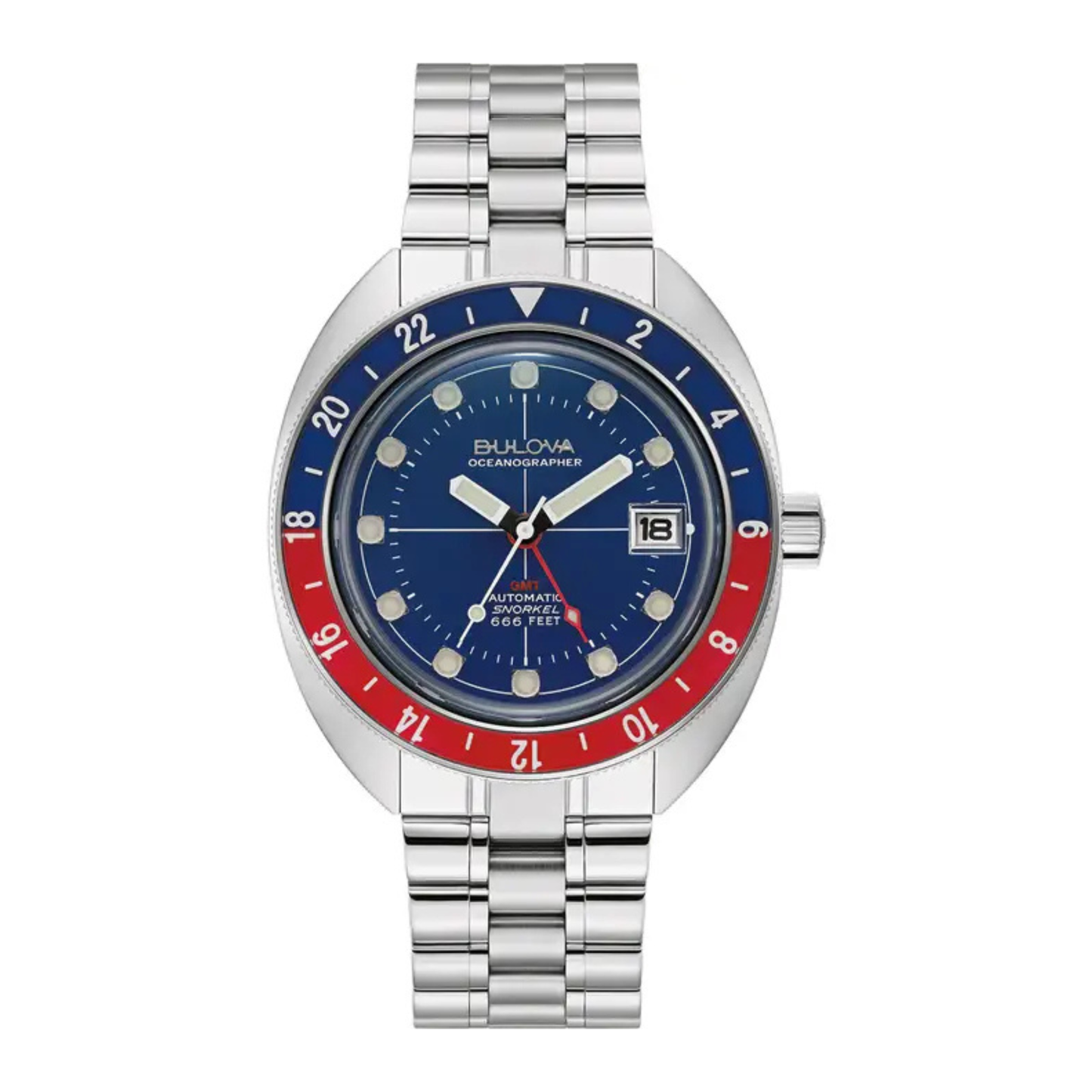 Bulova Oceanographer GMT Stainless Steel Blue Dial Automatic Watch 41 mm