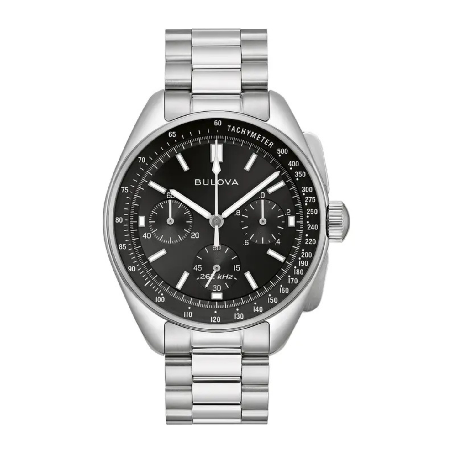 Bulova Lunar Pilot Chronograph Stainless Steel, Black Dial Watch 43.5 mm