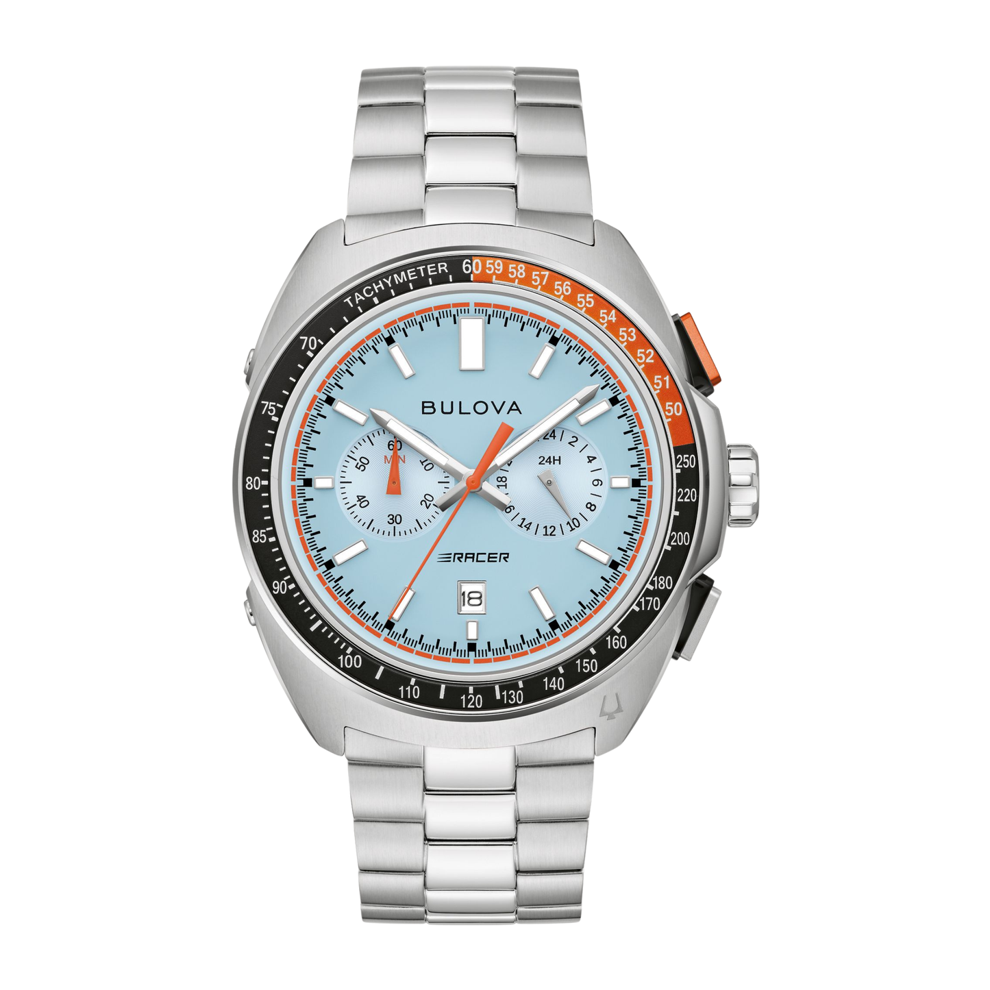 Bulova Racer Chronograph Silver Stainless Steel Light Blue Dial 42 mm