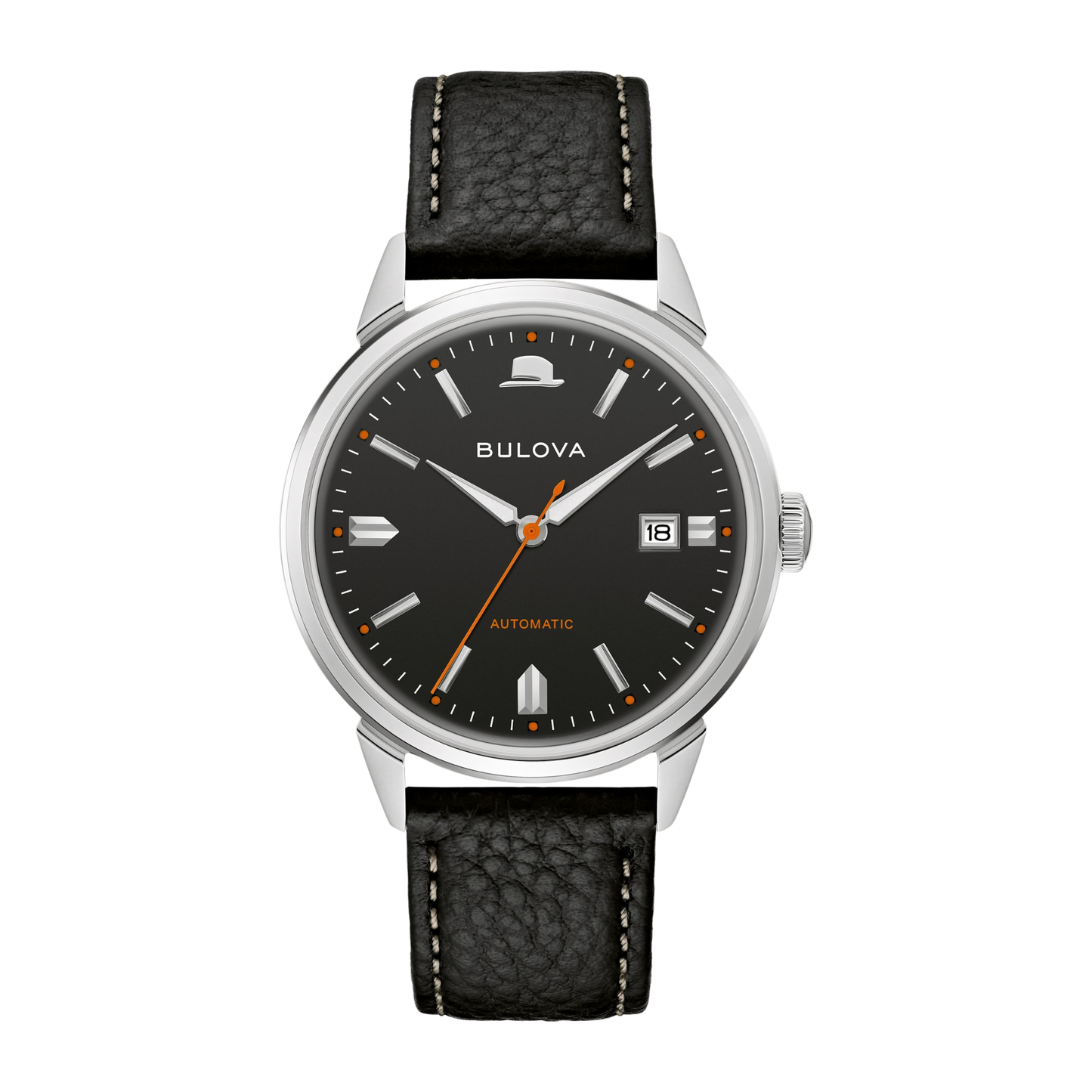 Bulova Summer Wind Frank Sinatra Leather Strap Black Dial Automatic Watch 40 mm