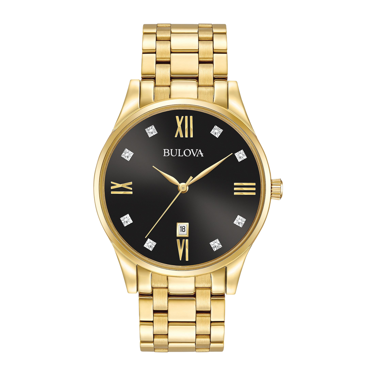 Bulova Surveyor Classic Diamond Watch, Stainless Steel, Black Dial, 40 mm