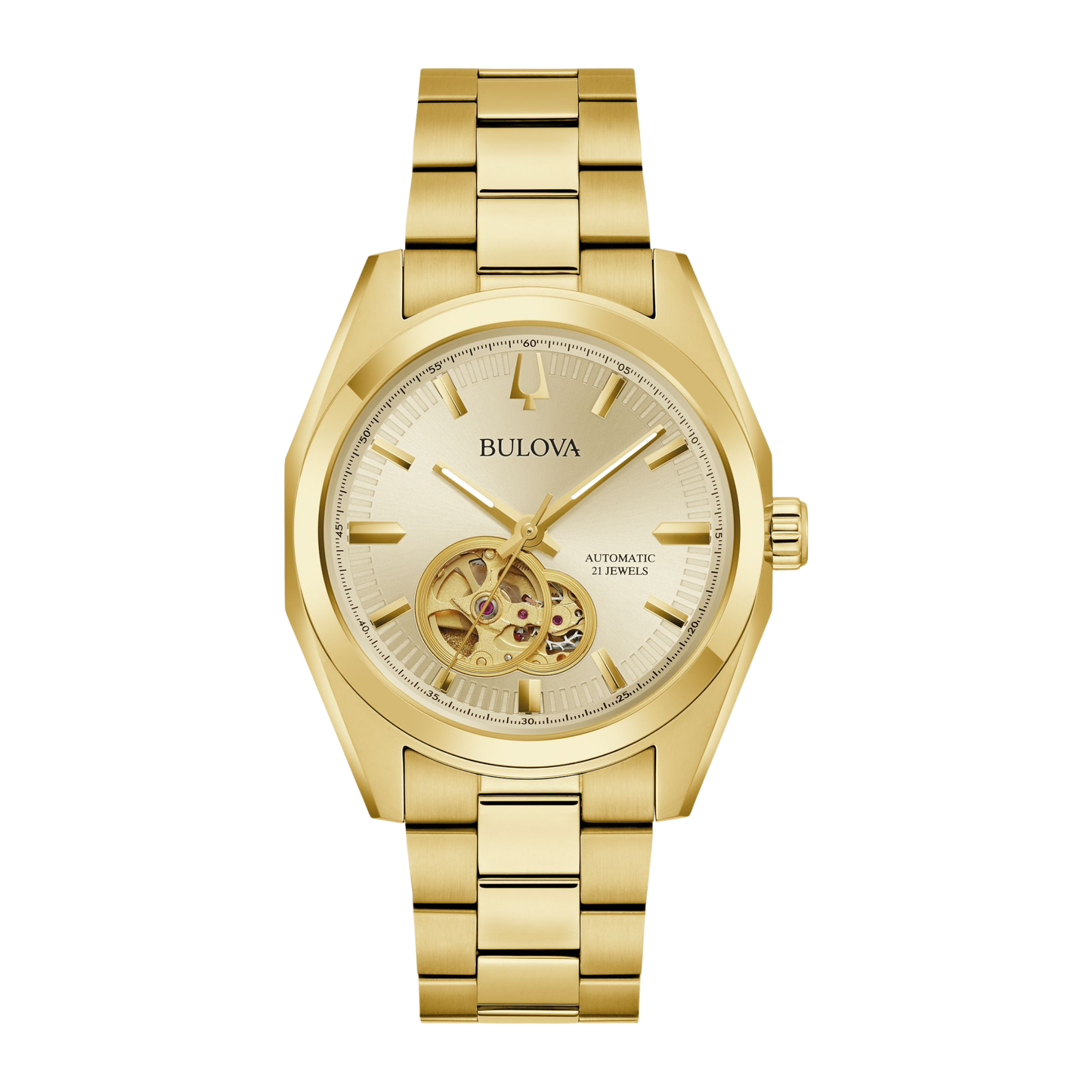 Bulova Surveyor Automatic Watch, Stainless Steel, Gold-tone Dial, 39 mm