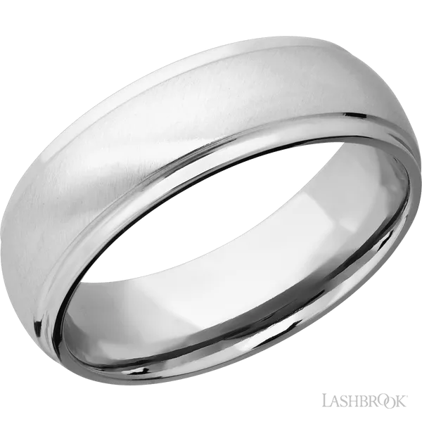 This Cobalt Chrome wedding band features a domed style with a domed setting. The piece is polished and elegant, crafted without diamonds for a refined finish.