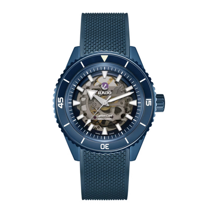 Rado Captain Cook Navy Blue Ceramic Skeleton Automatic Watch 43 mm