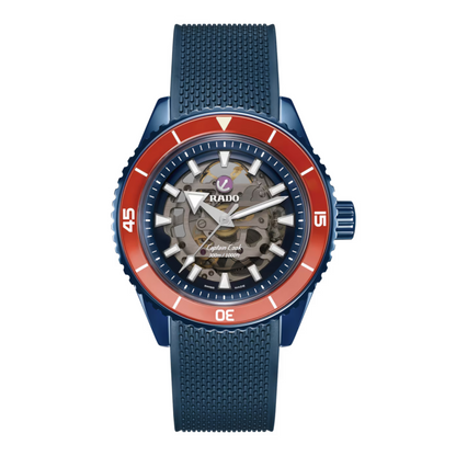 Rado Captain Cook Navy Blue Ceramic Skeleton Limited Edition Automatic Watch 43 mm