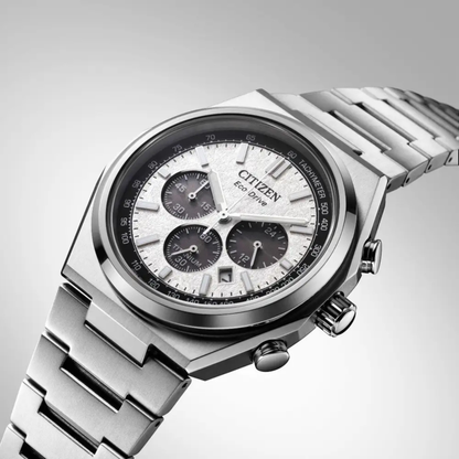 Citizen Zenshin Chrono Silver-Tone Super Titanium Chronograph Watch 42.5 mm
