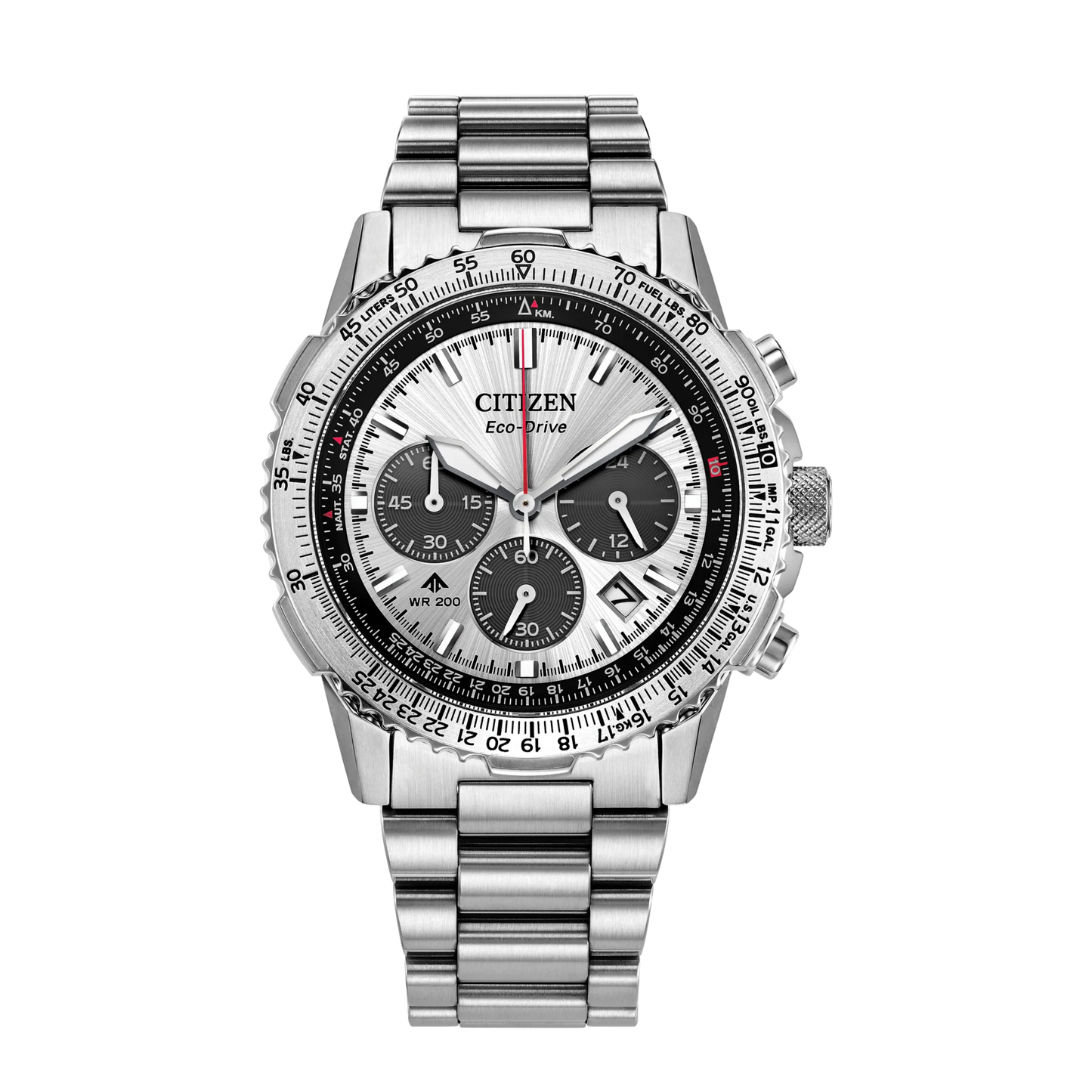 Citizen Promaster Navihawk Pilot Chronograph Silver Stainnless Steel 40 mm