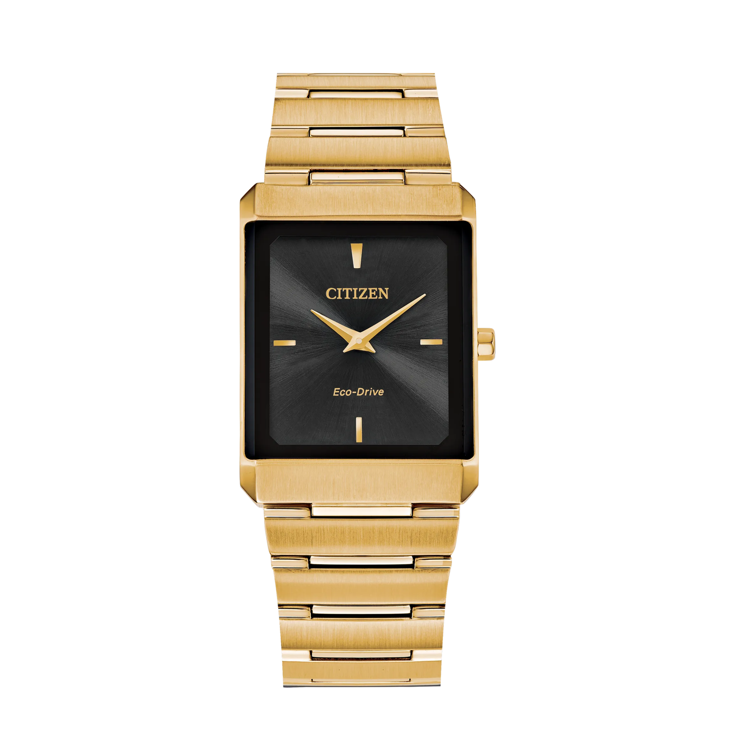 Citizen Stiletto Tank Gold Plated Ultra-Thin Black Dial Watch 28 mm