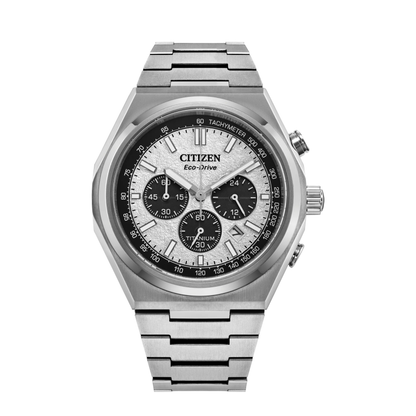 Citizen Zenshin Chrono Silver-Tone Super Titanium Chronograph Watch 42.5 mm