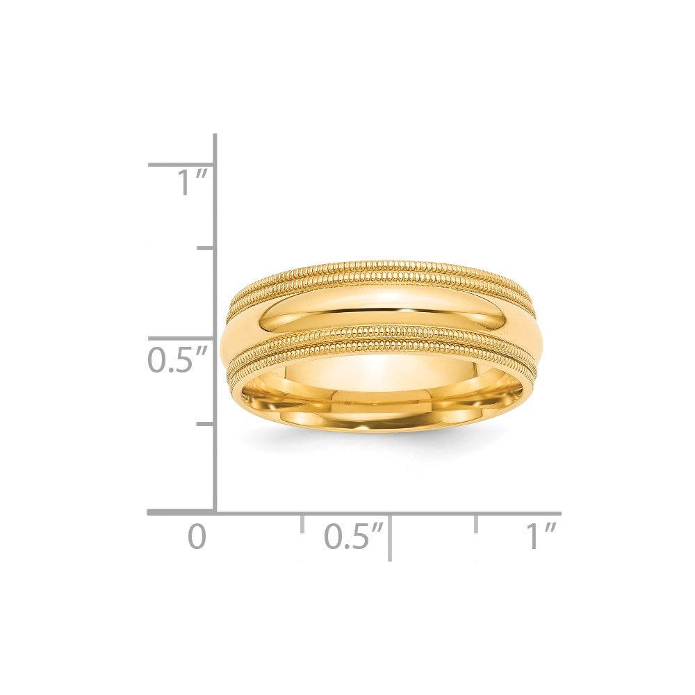 14K Yellow Gold Double Milgrain Wedding Band, Size 13 - Image 3