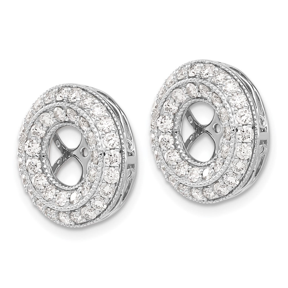 14k White Gold 1.5 carat Diamond Double Circle Earring Jackets - View 2