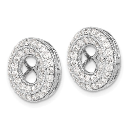 14k White Gold 1.5 carat Diamond Double Circle Earring Jackets - View 2