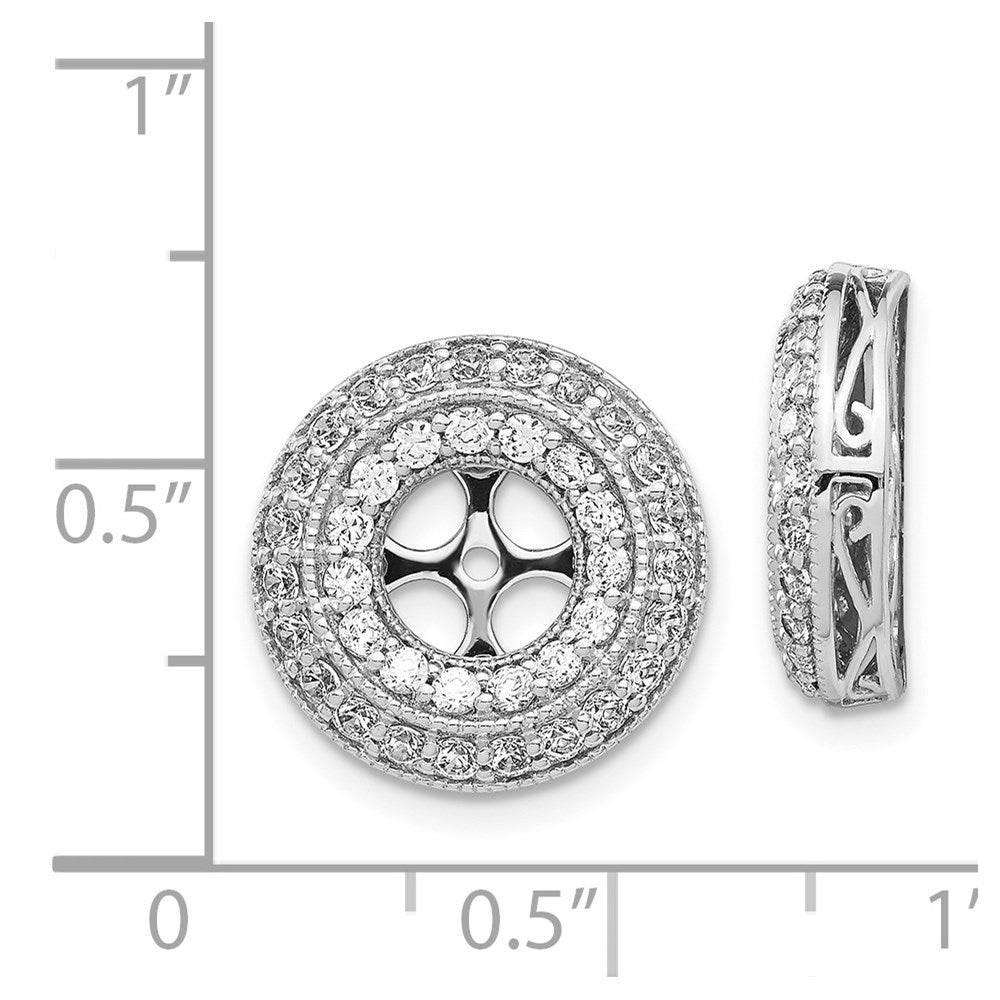 14k White Gold 1.5 carat Diamond Double Circle Earring Jackets - View 3