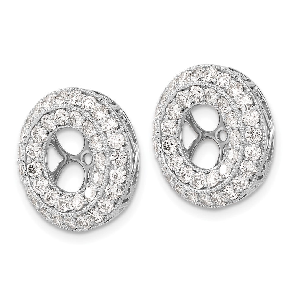 14k White Gold 2 carat Diamond Double Circle Earring Jackets - View 2