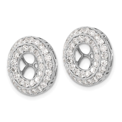 14k White Gold 2 carat Diamond Double Circle Earring Jackets - View 2