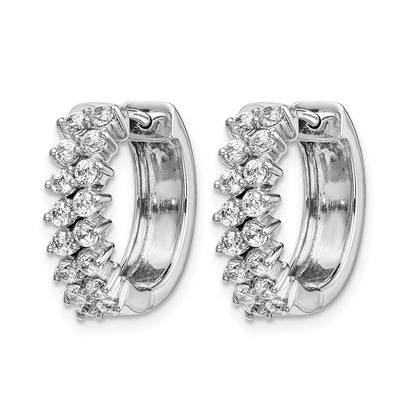 14k White Gold Diamond Hinged Hoop Earrings - View 2
