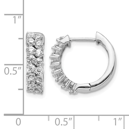 14k White Gold Diamond Hinged Hoop Earrings - View 4