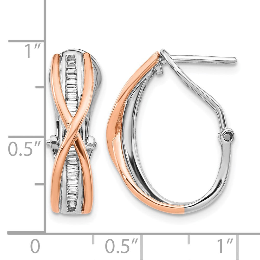 14k Rose and White Gold Diamond Fancy Earrings - View 4