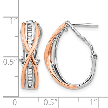 14k Rose and White Gold Diamond Fancy Earrings - View 4