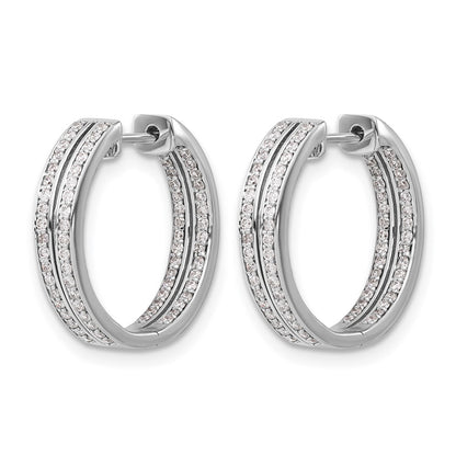 14k White Gold Diamond Hoop Earrings - Image 2