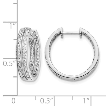 14k White Gold Diamond Hoop Earrings - Image 4