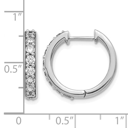 14k White Gold Diamond Hinged Hoop Earrings - View 4