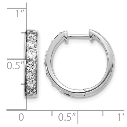 14k White Gold Diamond Hinged Hoop Earrings - View 4