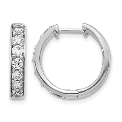 14k White Gold Diamond Hinged Hoop Earrings