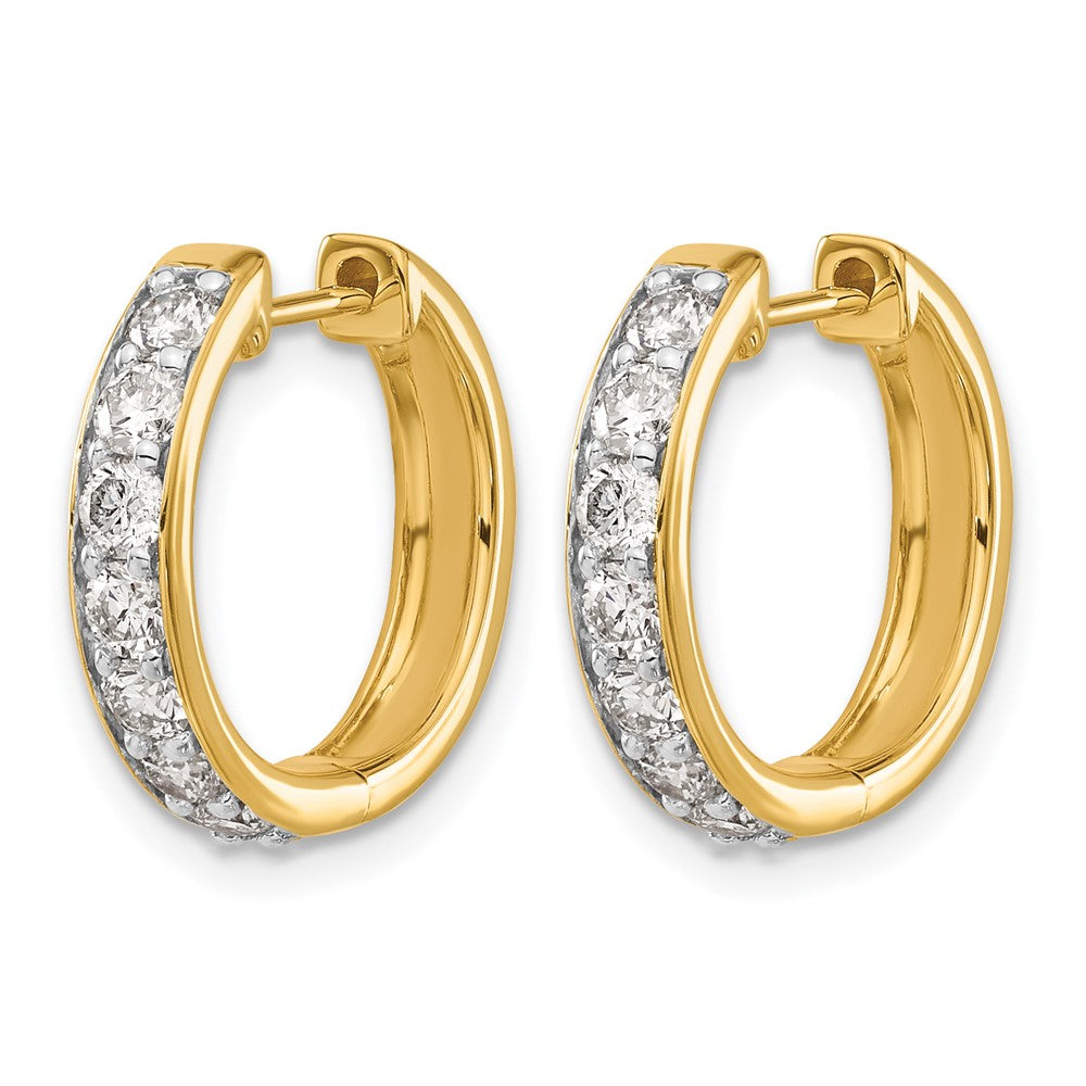 14k Diamond Hinged Hoop Earrings - View 2