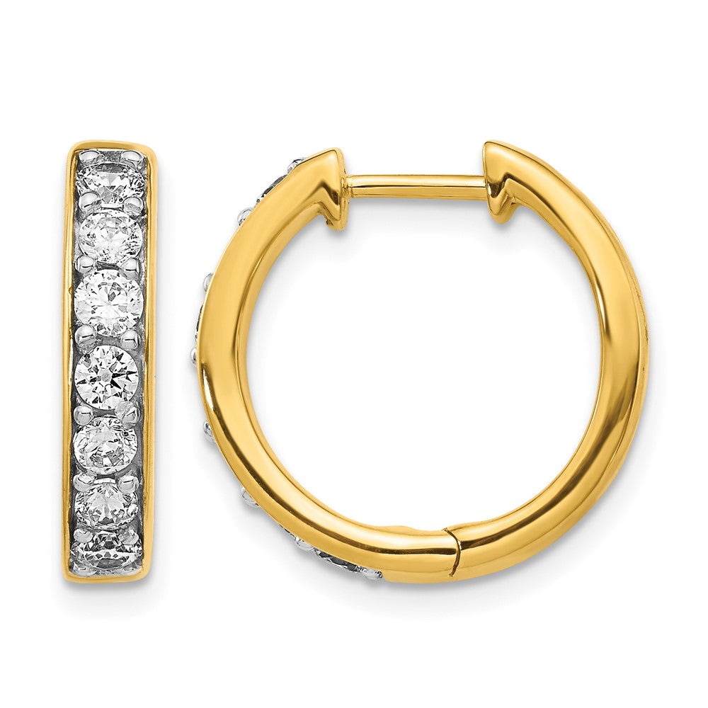 14k Diamond Hinged Hoop Earrings - View 1