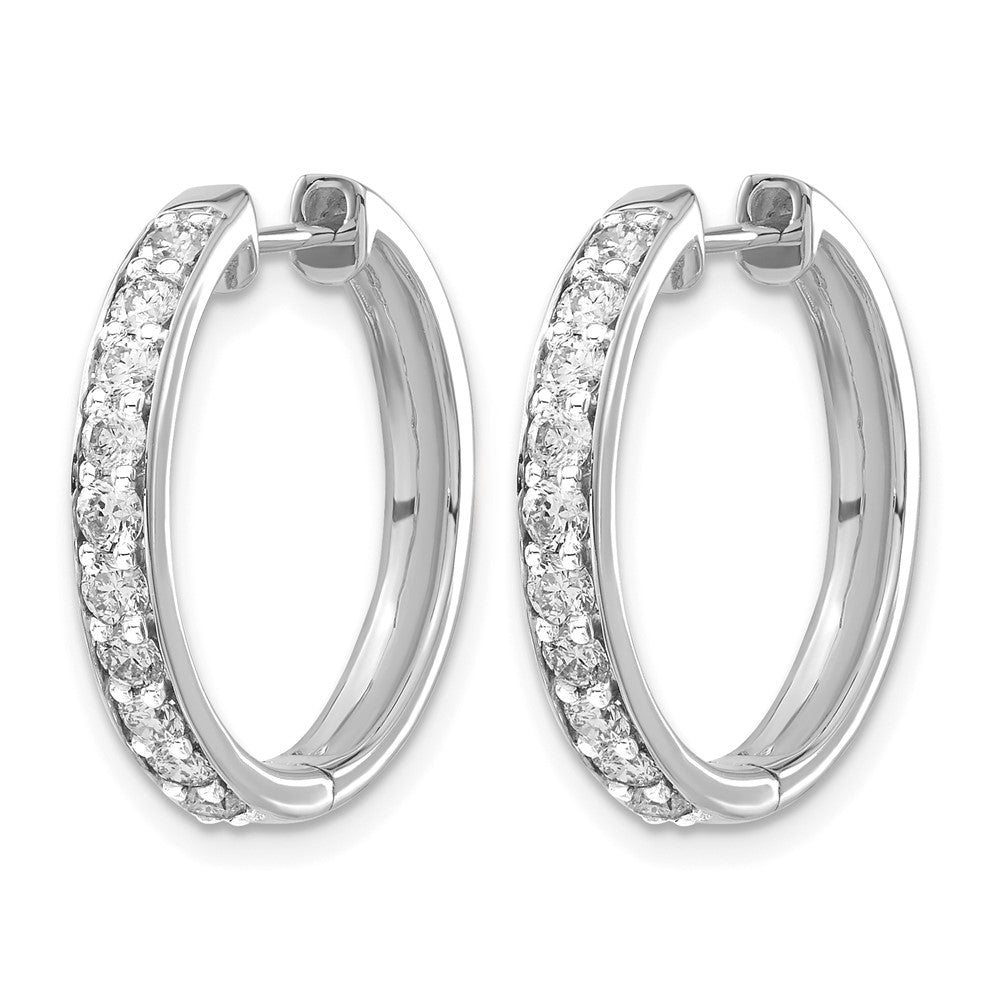 14k White Gold 1 carat Diamond Hinged Hoop Earrings