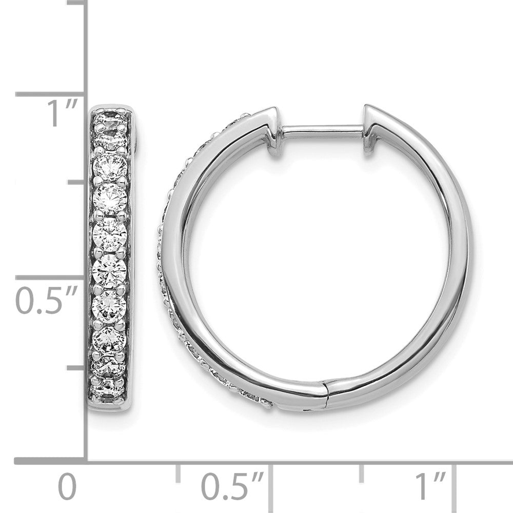 14k White Gold 1 carat Diamond Hinged Hoop Earrings