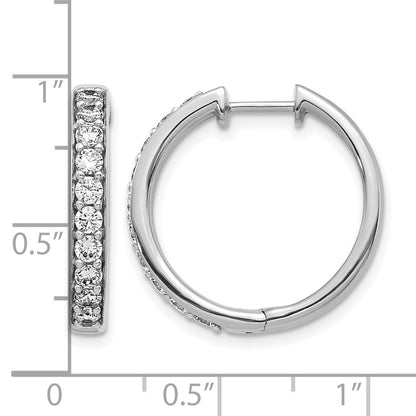 14k White Gold 1 carat Diamond Hinged Hoop Earrings