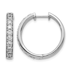 14k White Gold 1 carat Diamond Hinged Hoop Earrings
