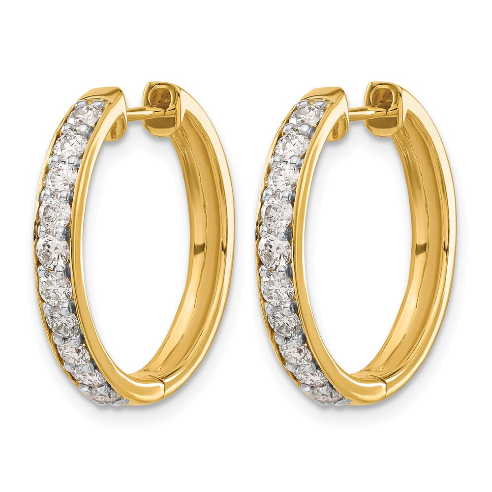 14k Diamond Hinged Hoop Earrings - View 2