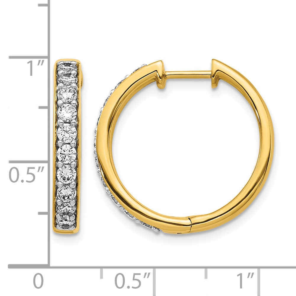 14k Diamond Hinged Hoop Earrings - View 4