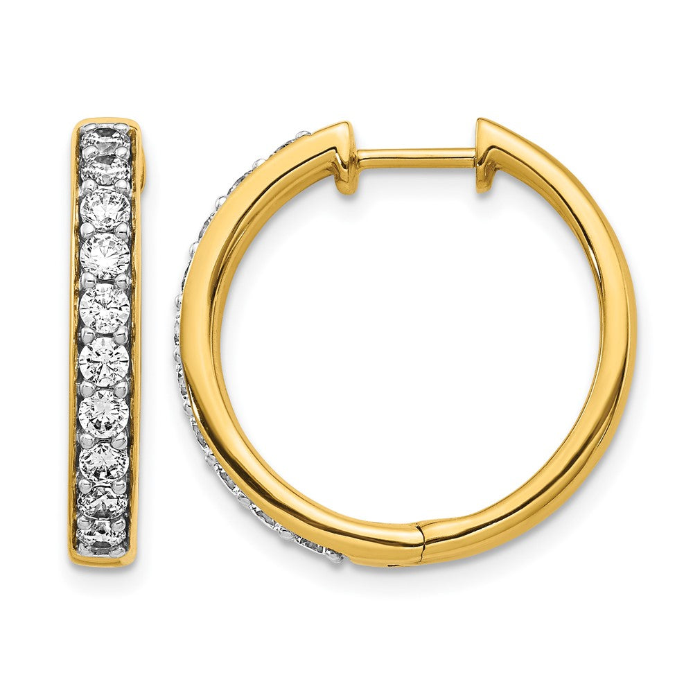 14k Diamond Hinged Hoop Earrings - View 1