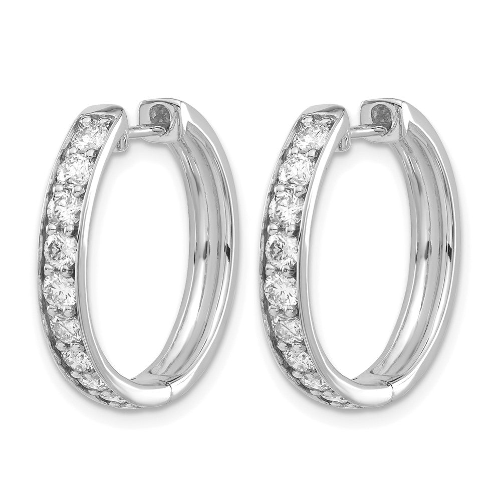 14k White Gold Diamond Hinged Hoop Earrings - View 2