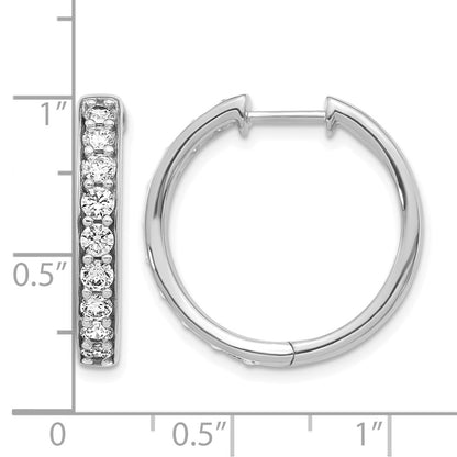 14k White Gold Diamond Hinged Hoop Earrings - View 4