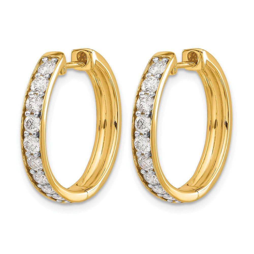 14k Diamond Hinged Hoop Earrings - View 2