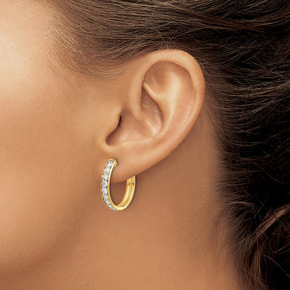 14k Diamond Hinged Hoop Earrings - View 3