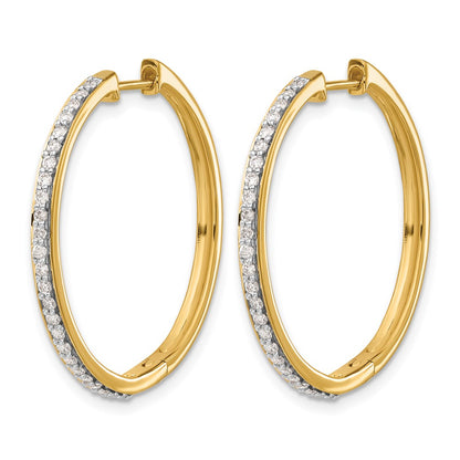 14k 1/2 carat Diamond Hinged Round Hoop Earrings