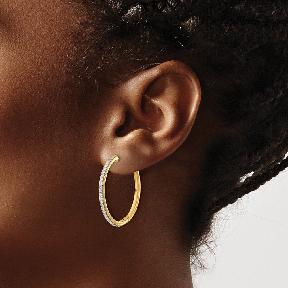 14k 1/2 carat Diamond Hinged Round Hoop Earrings