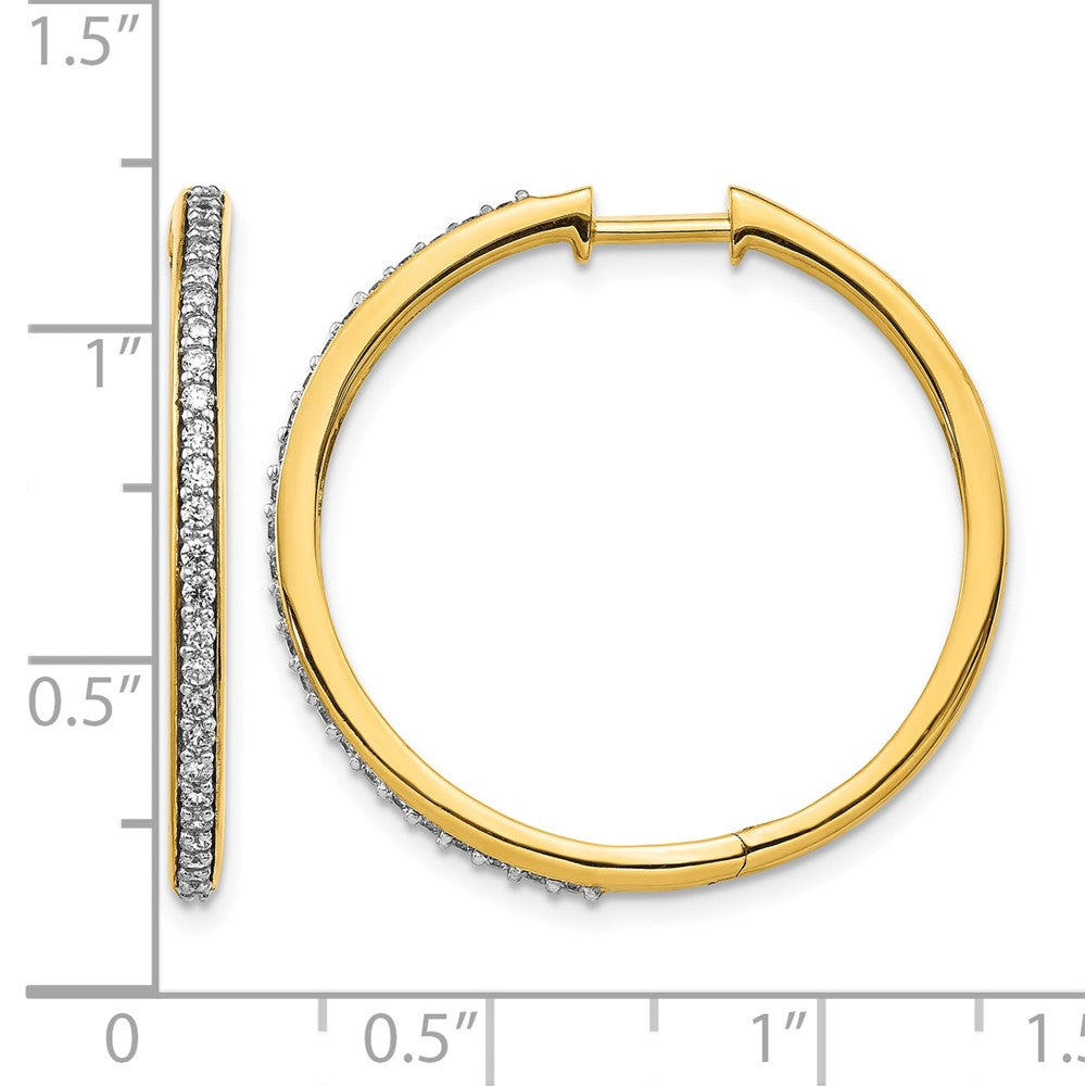 14k 1/2 carat Diamond Hinged Round Hoop Earrings