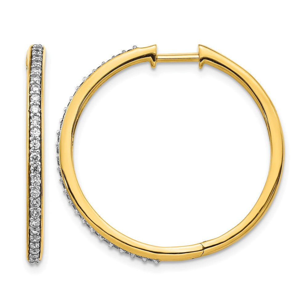 14k 1/2 carat Diamond Hinged Round Hoop Earrings