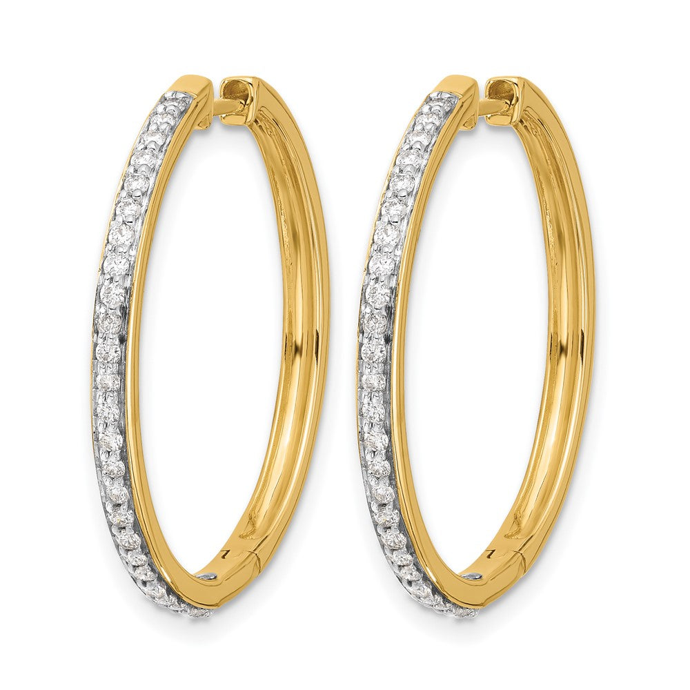 14k Diamond Hinged Hoop Earrings - View 2