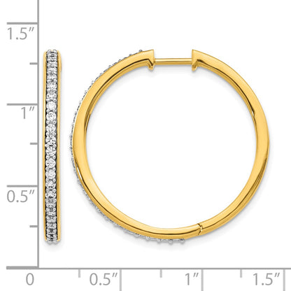 14k Diamond Hinged Hoop Earrings - View 4