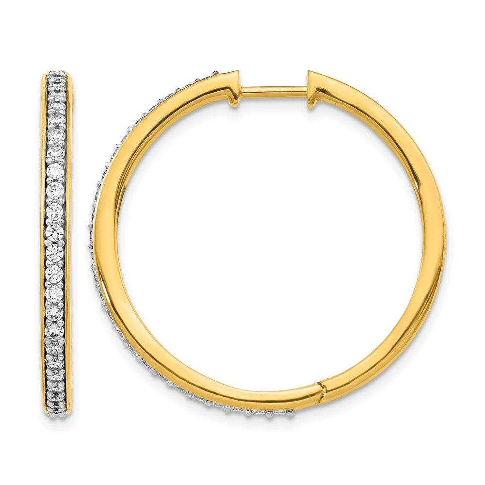 14k Diamond Hinged Hoop Earrings - View 1