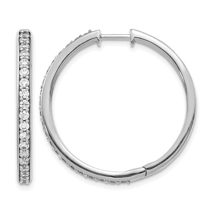 14k White Gold Diamond Hinged Hoop Earrings - View 1