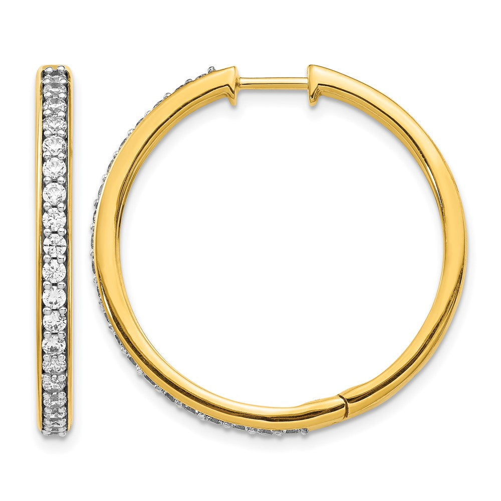 14k 1 carat Diamond Hinged Round Hoop Earrings